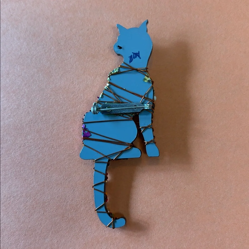 Colorful Beaded Cat Brooch